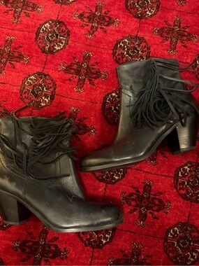 Sam Edelman Black Fringe Ankle Boots